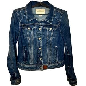 Pilcro and the Letterpress Cropped Trucker Button Down Denim Jacket